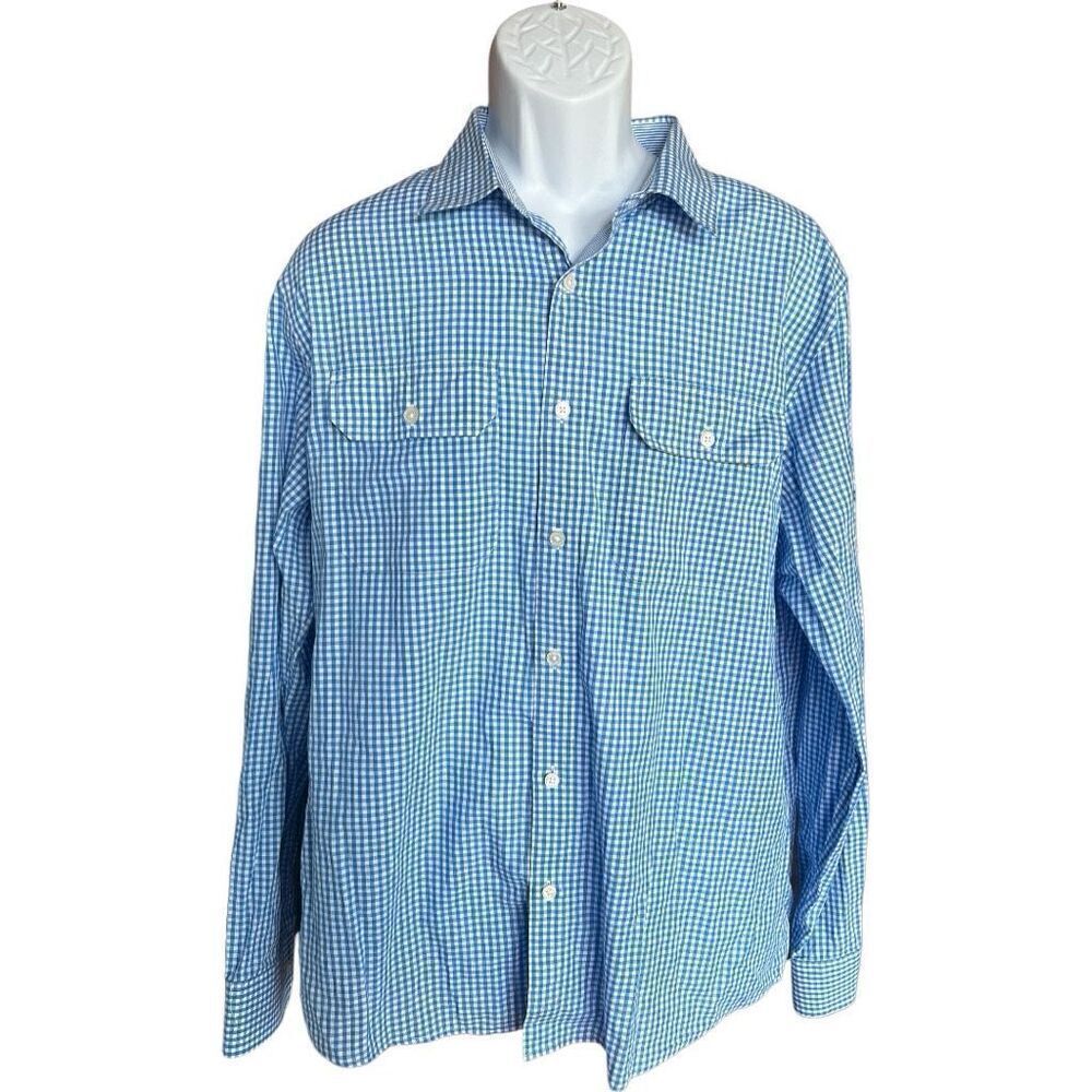 Mens Michael Kors Blue Gingham Plaid Button Down Dress Shirt - Sz XL